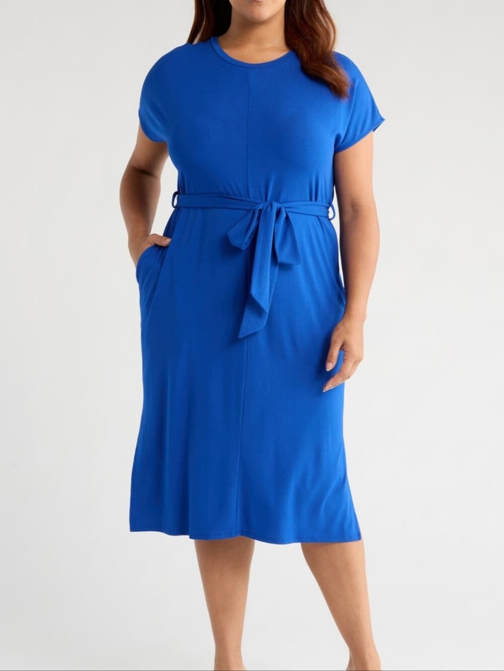 Universal Standard Belted Divine Jersey T-Shirt Dress In Ultramarine Small 14/16
